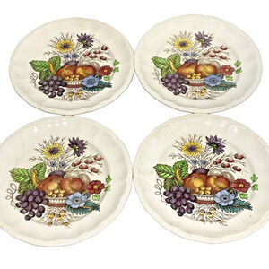 Reynolds Spode Copeland Fine Bone China Floral Bread & Butter Plates (4) FLAW